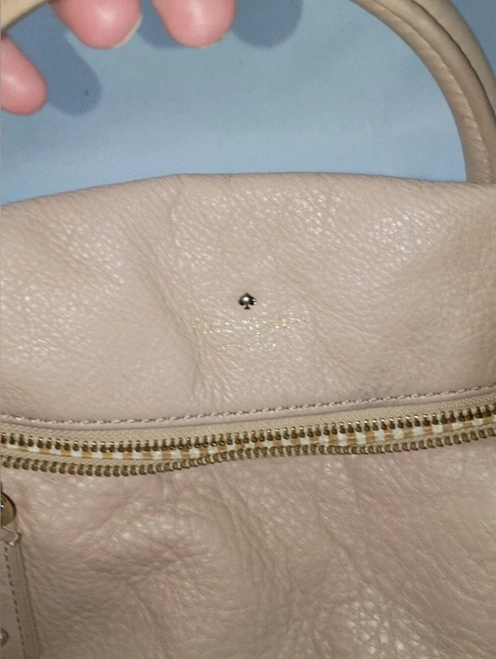 KATE SPADE COBBLE HILL LESLIE PEBBLE BEIGE LEATHER  PURSE